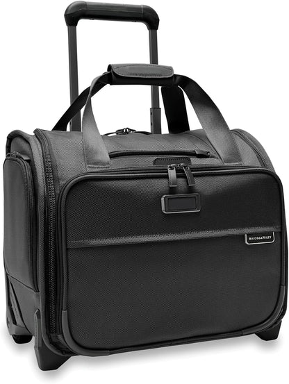 Briggs & Riley 2-Wheel Cabin Bag - Carry On Luggage for Travel, Suitcases with Wheels, Softside Rolling Bag for Men & Women, Interlocking Handle, Self-Repairing Zipper - Baseline Collection, Navy