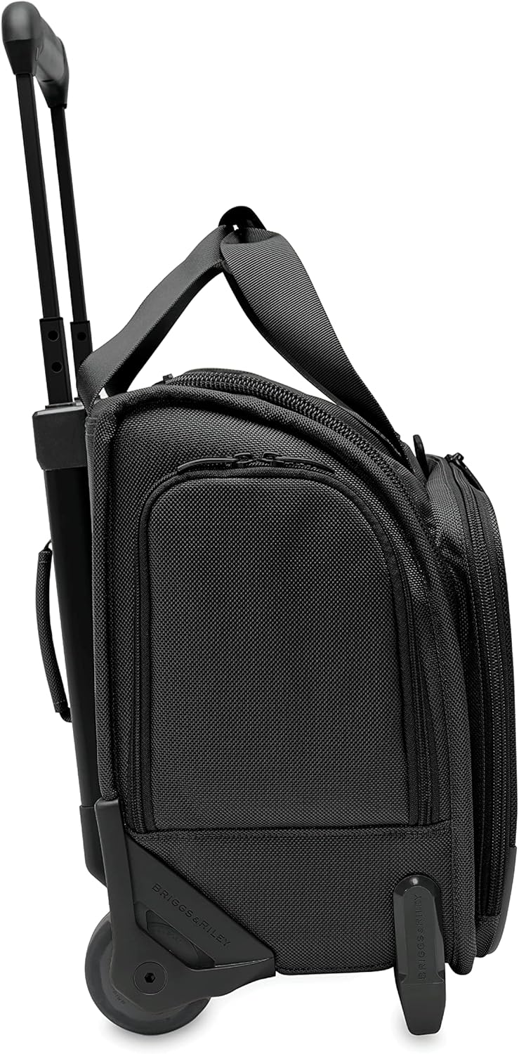 Briggs & Riley 2-Wheel Cabin Bag - Carry On Luggage for Travel, Suitcases with Wheels, Softside Rolling Bag for Men & Women, Interlocking Handle, Self-Repairing Zipper - Baseline Collection, Navy