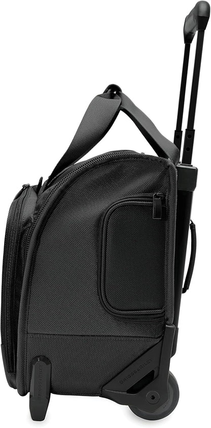 Briggs & Riley 2-Wheel Cabin Bag - Carry On Luggage for Travel, Suitcases with Wheels, Softside Rolling Bag for Men & Women, Interlocking Handle, Self-Repairing Zipper - Baseline Collection, Navy