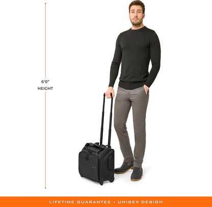 Briggs & Riley 2-Wheel Cabin Bag - Carry On Luggage for Travel, Suitcases with Wheels, Softside Rolling Bag for Men & Women, Interlocking Handle, Self-Repairing Zipper - Baseline Collection, Navy