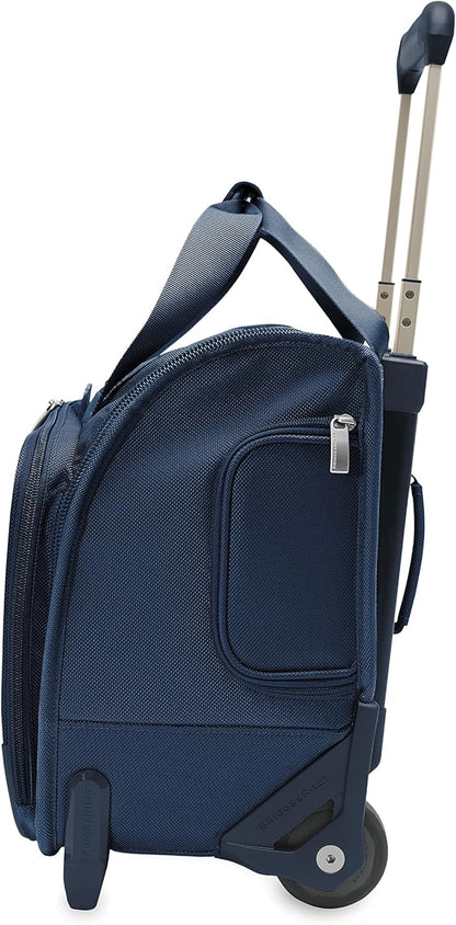 Briggs & Riley 2-Wheel Cabin Bag - Carry On Luggage for Travel, Suitcases with Wheels, Softside Rolling Bag for Men & Women, Interlocking Handle, Self-Repairing Zipper - Baseline Collection, Navy