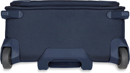 Briggs & Riley 2-Wheel Cabin Bag - Carry On Luggage for Travel, Suitcases with Wheels, Softside Rolling Bag for Men & Women, Interlocking Handle, Self-Repairing Zipper - Baseline Collection, Navy