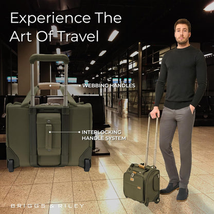 Briggs & Riley 2-Wheel Cabin Bag - Carry On Luggage for Travel, Suitcases with Wheels, Softside Rolling Bag for Men & Women, Interlocking Handle, Self-Repairing Zipper - Baseline Collection, Navy