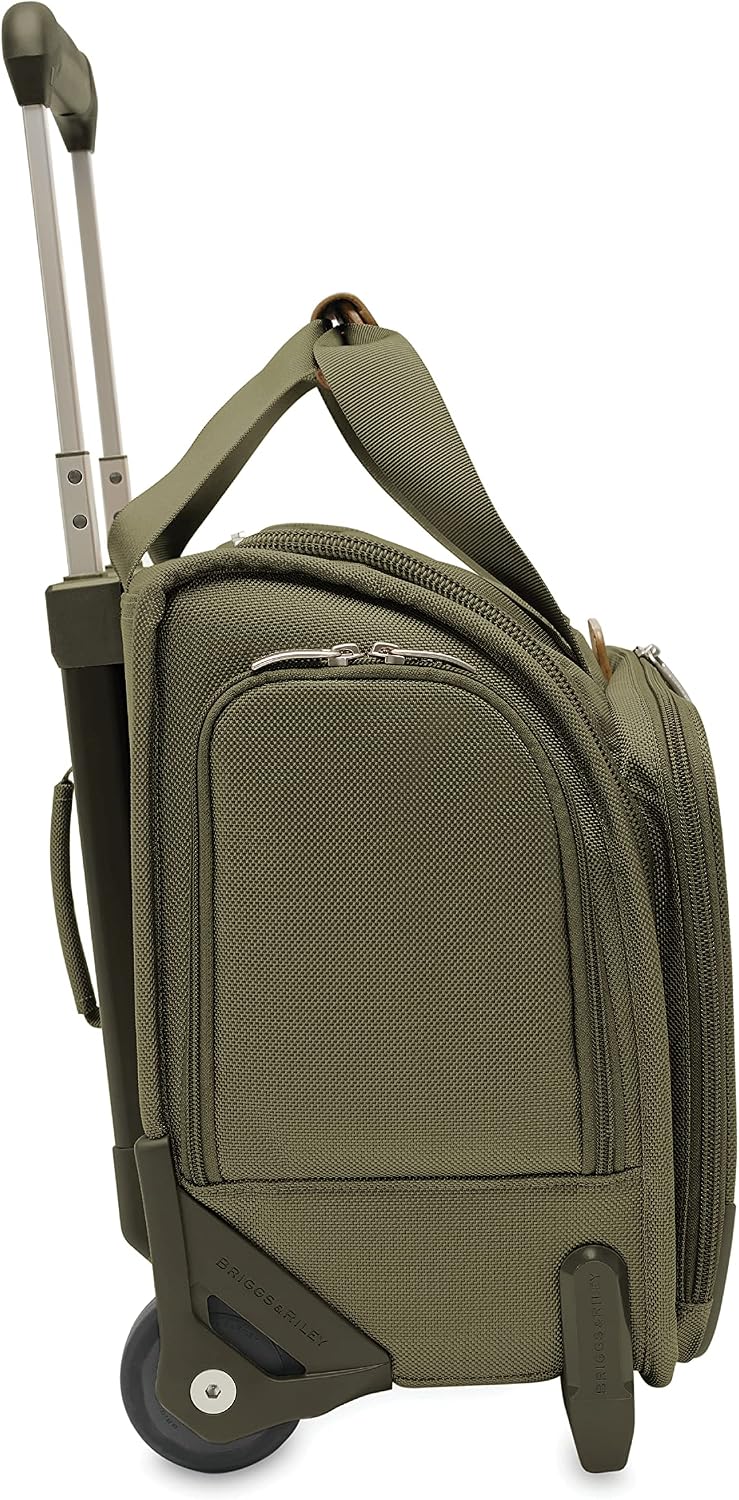 Briggs & Riley 2-Wheel Cabin Bag - Carry On Luggage for Travel, Suitcases with Wheels, Softside Rolling Bag for Men & Women, Interlocking Handle, Self-Repairing Zipper - Baseline Collection, Navy