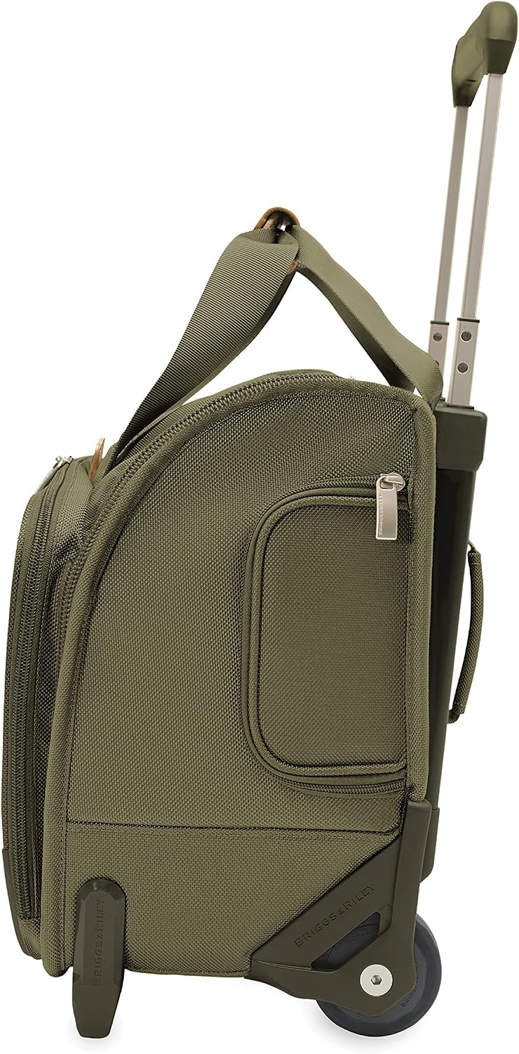 Briggs & Riley 2-Wheel Cabin Bag - Carry On Luggage for Travel, Suitcases with Wheels, Softside Rolling Bag for Men & Women, Interlocking Handle, Self-Repairing Zipper - Baseline Collection, Navy