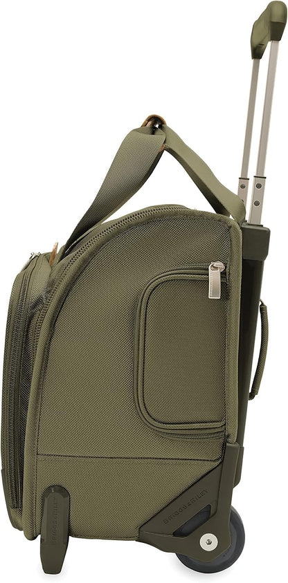 Briggs & Riley 2-Wheel Cabin Bag - Carry On Luggage for Travel, Suitcases with Wheels, Softside Rolling Bag for Men & Women, Interlocking Handle, Self-Repairing Zipper - Baseline Collection, Navy