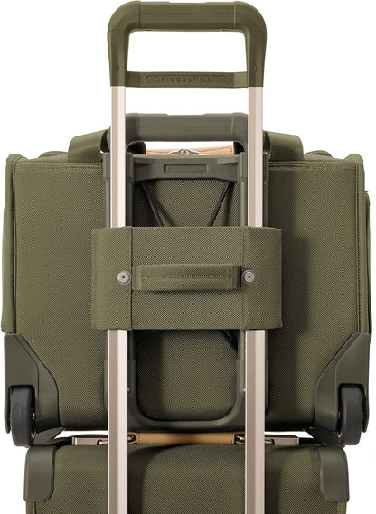 Briggs & Riley 2-Wheel Cabin Bag - Carry On Luggage for Travel, Suitcases with Wheels, Softside Rolling Bag for Men & Women, Interlocking Handle, Self-Repairing Zipper - Baseline Collection, Navy