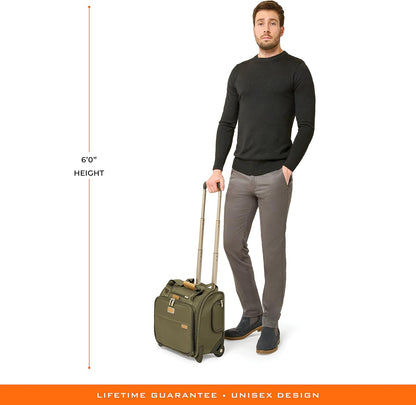 Briggs & Riley 2-Wheel Cabin Bag - Carry On Luggage for Travel, Suitcases with Wheels, Softside Rolling Bag for Men & Women, Interlocking Handle, Self-Repairing Zipper - Baseline Collection, Navy