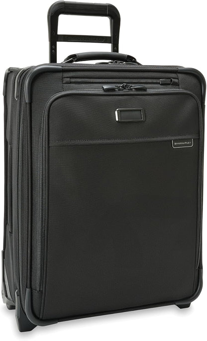 Briggs & Riley 2-Wheel Cabin Bag - Carry On Luggage for Travel, Suitcases with Wheels, Softside Rolling Bag for Men & Women, Interlocking Handle, Self-Repairing Zipper - Baseline Collection, Navy