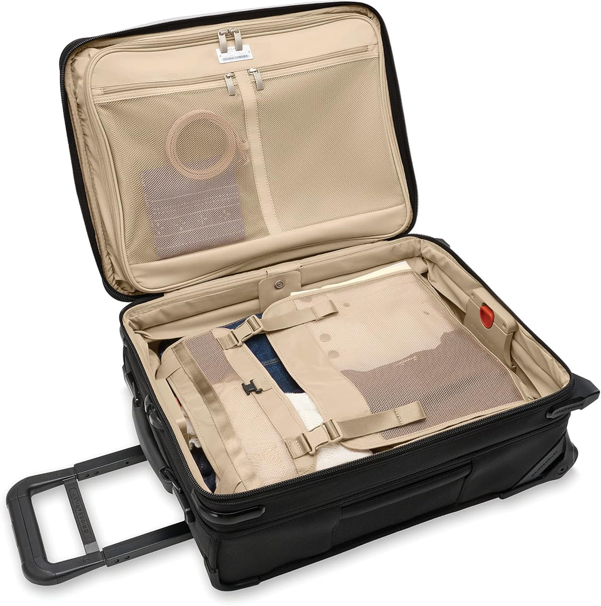 Briggs & Riley 2-Wheel Cabin Bag - Carry On Luggage for Travel, Suitcases with Wheels, Softside Rolling Bag for Men & Women, Interlocking Handle, Self-Repairing Zipper - Baseline Collection, Navy