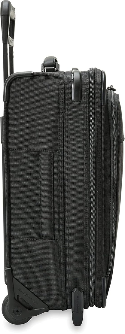 Briggs & Riley 2-Wheel Cabin Bag - Carry On Luggage for Travel, Suitcases with Wheels, Softside Rolling Bag for Men & Women, Interlocking Handle, Self-Repairing Zipper - Baseline Collection, Navy