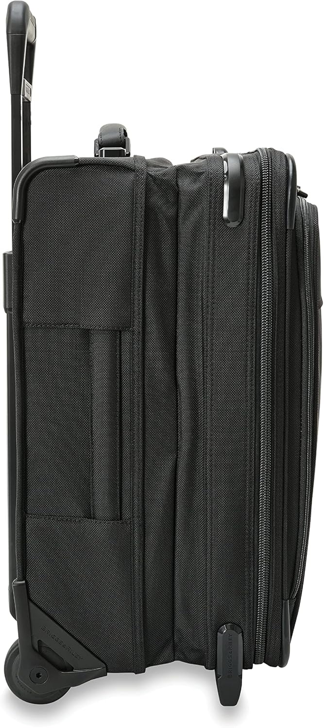 Briggs & Riley 2-Wheel Cabin Bag - Carry On Luggage for Travel, Suitcases with Wheels, Softside Rolling Bag for Men & Women, Interlocking Handle, Self-Repairing Zipper - Baseline Collection, Navy