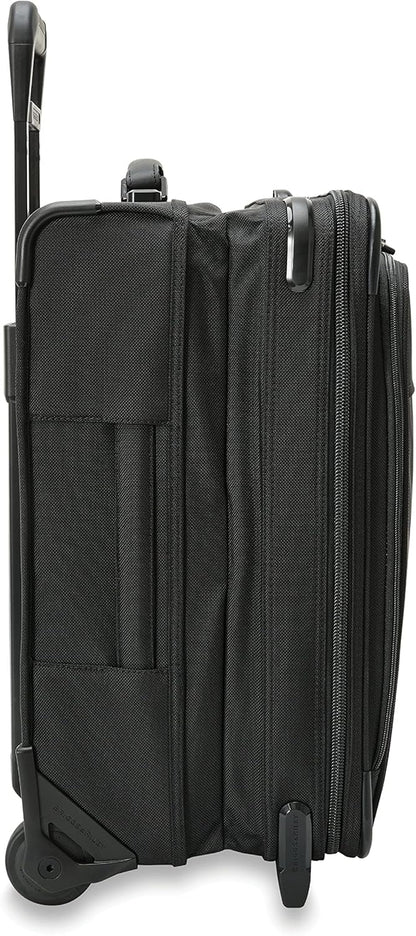 Briggs & Riley 2-Wheel Cabin Bag - Carry On Luggage for Travel, Suitcases with Wheels, Softside Rolling Bag for Men & Women, Interlocking Handle, Self-Repairing Zipper - Baseline Collection, Navy