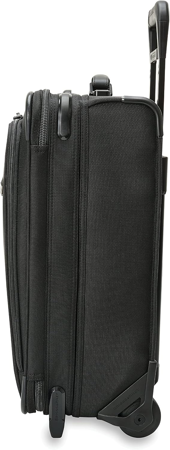 Briggs & Riley 2-Wheel Cabin Bag - Carry On Luggage for Travel, Suitcases with Wheels, Softside Rolling Bag for Men & Women, Interlocking Handle, Self-Repairing Zipper - Baseline Collection, Navy