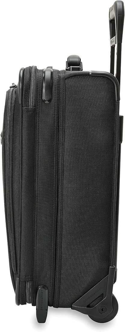 Briggs & Riley 2-Wheel Cabin Bag - Carry On Luggage for Travel, Suitcases with Wheels, Softside Rolling Bag for Men & Women, Interlocking Handle, Self-Repairing Zipper - Baseline Collection, Navy