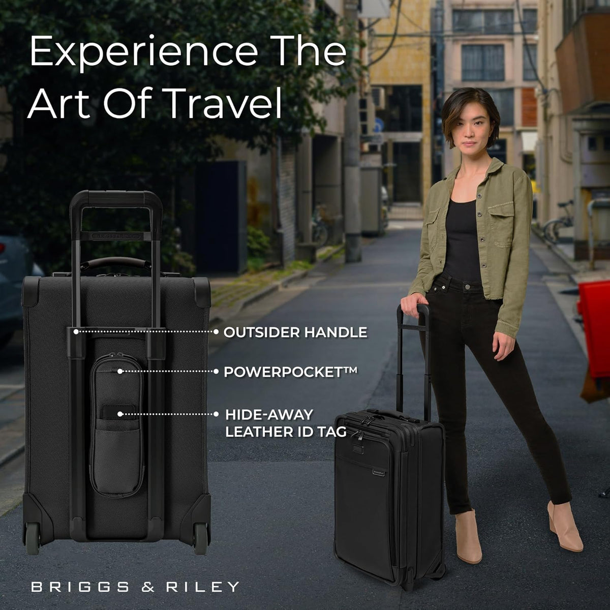 Briggs & Riley 2-Wheel Cabin Bag - Carry On Luggage for Travel, Suitcases with Wheels, Softside Rolling Bag for Men & Women, Interlocking Handle, Self-Repairing Zipper - Baseline Collection, Navy