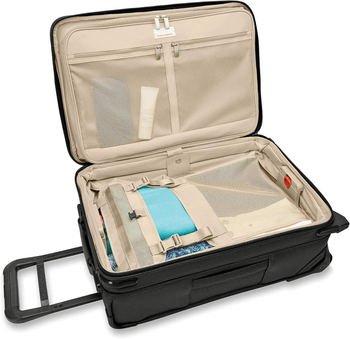Briggs & Riley 2-Wheel Cabin Bag - Carry On Luggage for Travel, Suitcases with Wheels, Softside Rolling Bag for Men & Women, Interlocking Handle, Self-Repairing Zipper - Baseline Collection, Navy
