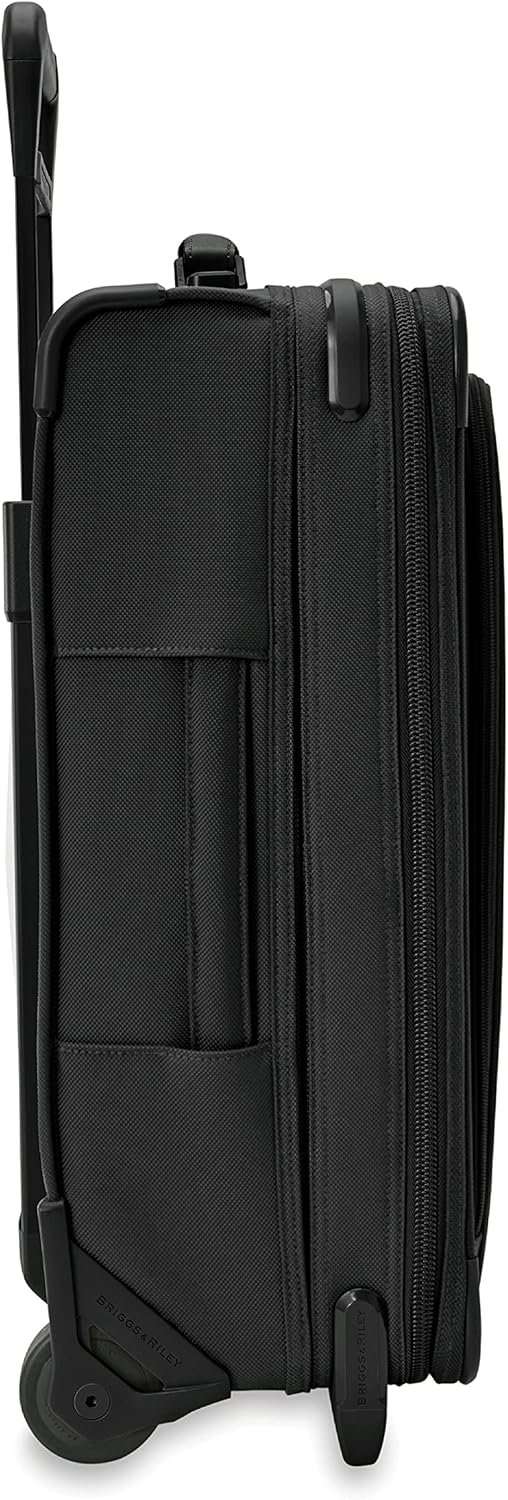 Briggs & Riley 2-Wheel Cabin Bag - Carry On Luggage for Travel, Suitcases with Wheels, Softside Rolling Bag for Men & Women, Interlocking Handle, Self-Repairing Zipper - Baseline Collection, Navy