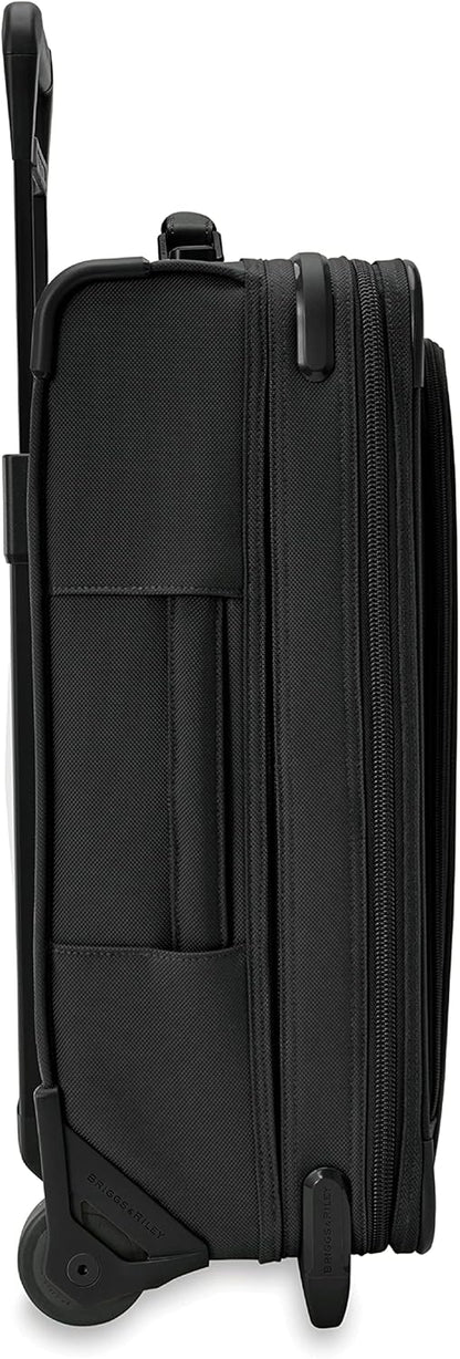 Briggs & Riley 2-Wheel Cabin Bag - Carry On Luggage for Travel, Suitcases with Wheels, Softside Rolling Bag for Men & Women, Interlocking Handle, Self-Repairing Zipper - Baseline Collection, Navy