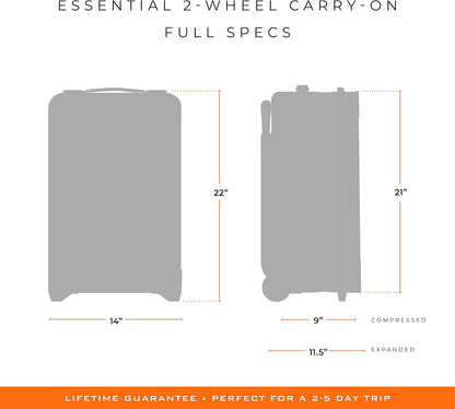 Briggs & Riley 2-Wheel Cabin Bag - Carry On Luggage for Travel, Suitcases with Wheels, Softside Rolling Bag for Men & Women, Interlocking Handle, Self-Repairing Zipper - Baseline Collection, Navy