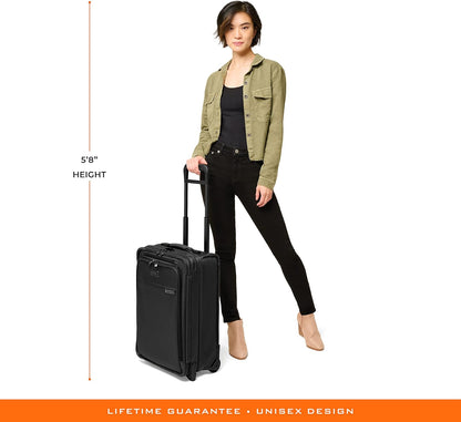 Briggs & Riley 2-Wheel Cabin Bag - Carry On Luggage for Travel, Suitcases with Wheels, Softside Rolling Bag for Men & Women, Interlocking Handle, Self-Repairing Zipper - Baseline Collection, Navy