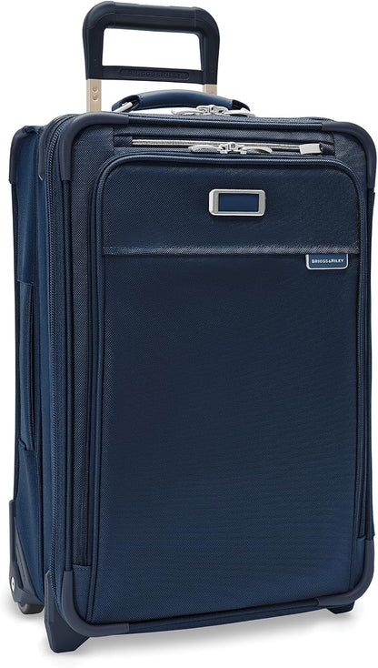 Briggs & Riley 2-Wheel Cabin Bag - Carry On Luggage for Travel, Suitcases with Wheels, Softside Rolling Bag for Men & Women, Interlocking Handle, Self-Repairing Zipper - Baseline Collection, Navy