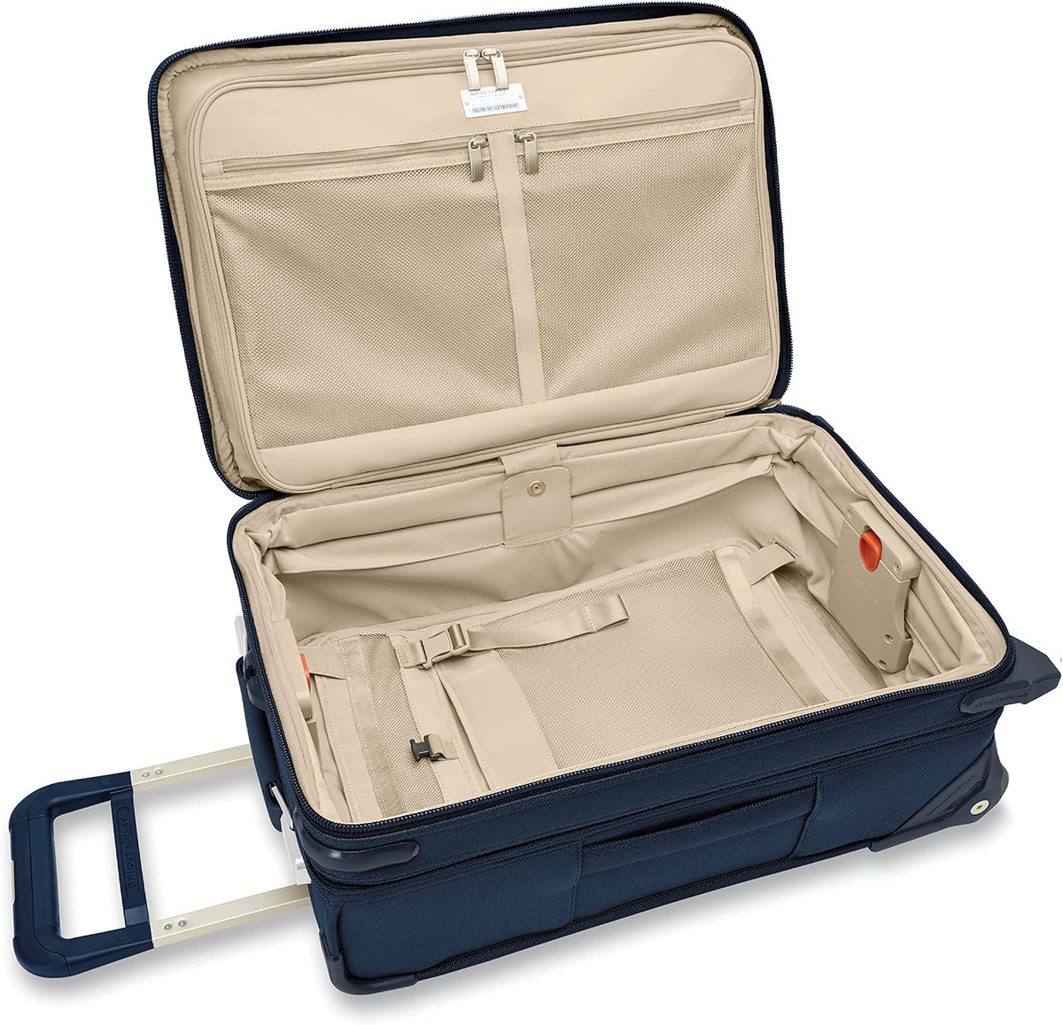 Briggs & Riley 2-Wheel Cabin Bag - Carry On Luggage for Travel, Suitcases with Wheels, Softside Rolling Bag for Men & Women, Interlocking Handle, Self-Repairing Zipper - Baseline Collection, Navy