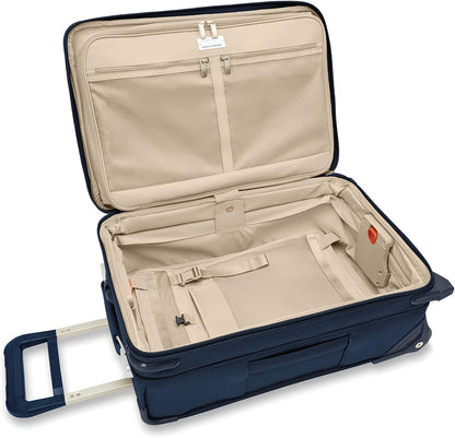 Briggs & Riley 2-Wheel Cabin Bag - Carry On Luggage for Travel, Suitcases with Wheels, Softside Rolling Bag for Men & Women, Interlocking Handle, Self-Repairing Zipper - Baseline Collection, Navy