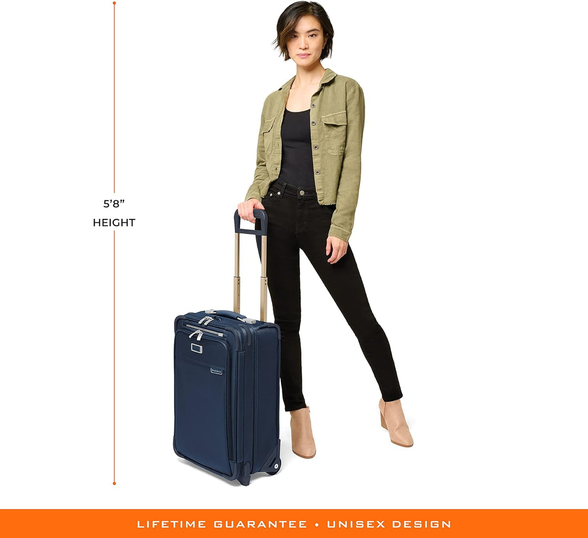 Briggs & Riley 2-Wheel Cabin Bag - Carry On Luggage for Travel, Suitcases with Wheels, Softside Rolling Bag for Men & Women, Interlocking Handle, Self-Repairing Zipper - Baseline Collection, Navy