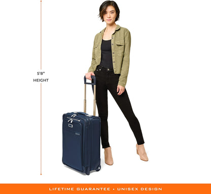 Briggs & Riley 2-Wheel Cabin Bag - Carry On Luggage for Travel, Suitcases with Wheels, Softside Rolling Bag for Men & Women, Interlocking Handle, Self-Repairing Zipper - Baseline Collection, Navy