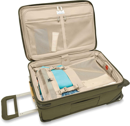 Briggs & Riley 2-Wheel Cabin Bag - Carry On Luggage for Travel, Suitcases with Wheels, Softside Rolling Bag for Men & Women, Interlocking Handle, Self-Repairing Zipper - Baseline Collection, Navy