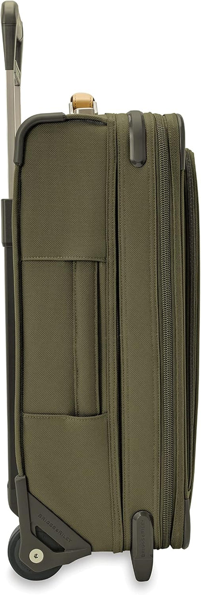 Briggs & Riley 2-Wheel Cabin Bag - Carry On Luggage for Travel, Suitcases with Wheels, Softside Rolling Bag for Men & Women, Interlocking Handle, Self-Repairing Zipper - Baseline Collection, Navy