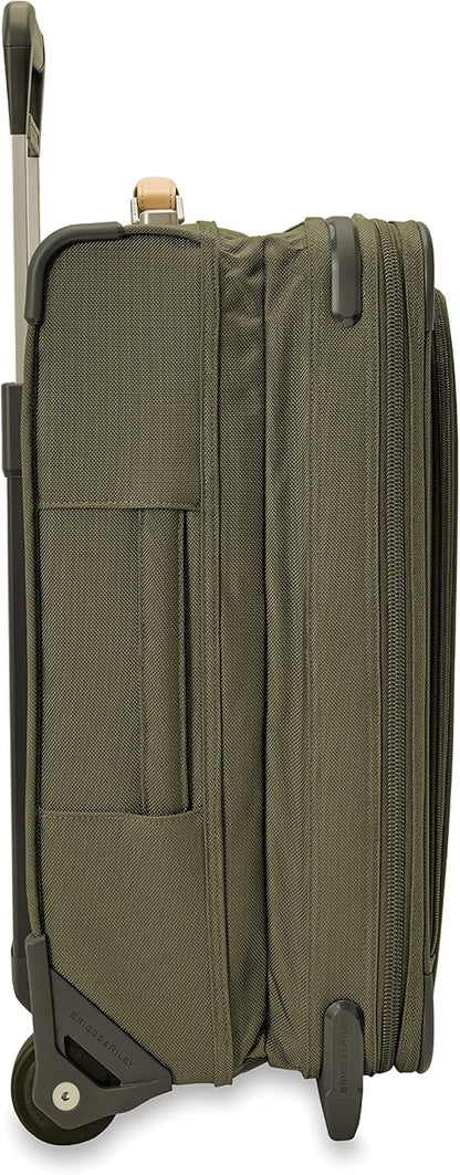 Briggs & Riley 2-Wheel Cabin Bag - Carry On Luggage for Travel, Suitcases with Wheels, Softside Rolling Bag for Men & Women, Interlocking Handle, Self-Repairing Zipper - Baseline Collection, Navy