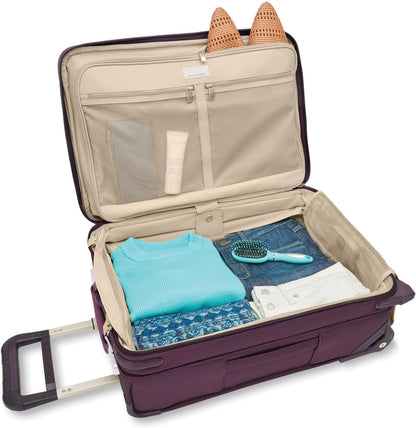 Briggs & Riley 2-Wheel Cabin Bag - Carry On Luggage for Travel, Suitcases with Wheels, Softside Rolling Bag for Men & Women, Interlocking Handle, Self-Repairing Zipper - Baseline Collection, Navy