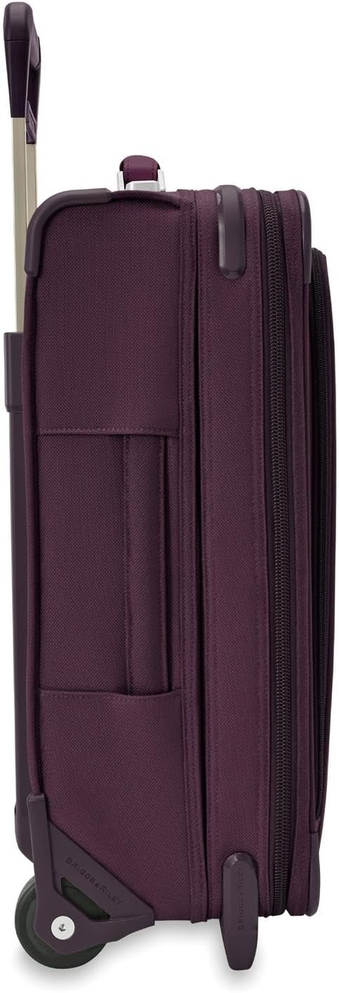 Briggs & Riley 2-Wheel Cabin Bag - Carry On Luggage for Travel, Suitcases with Wheels, Softside Rolling Bag for Men & Women, Interlocking Handle, Self-Repairing Zipper - Baseline Collection, Navy