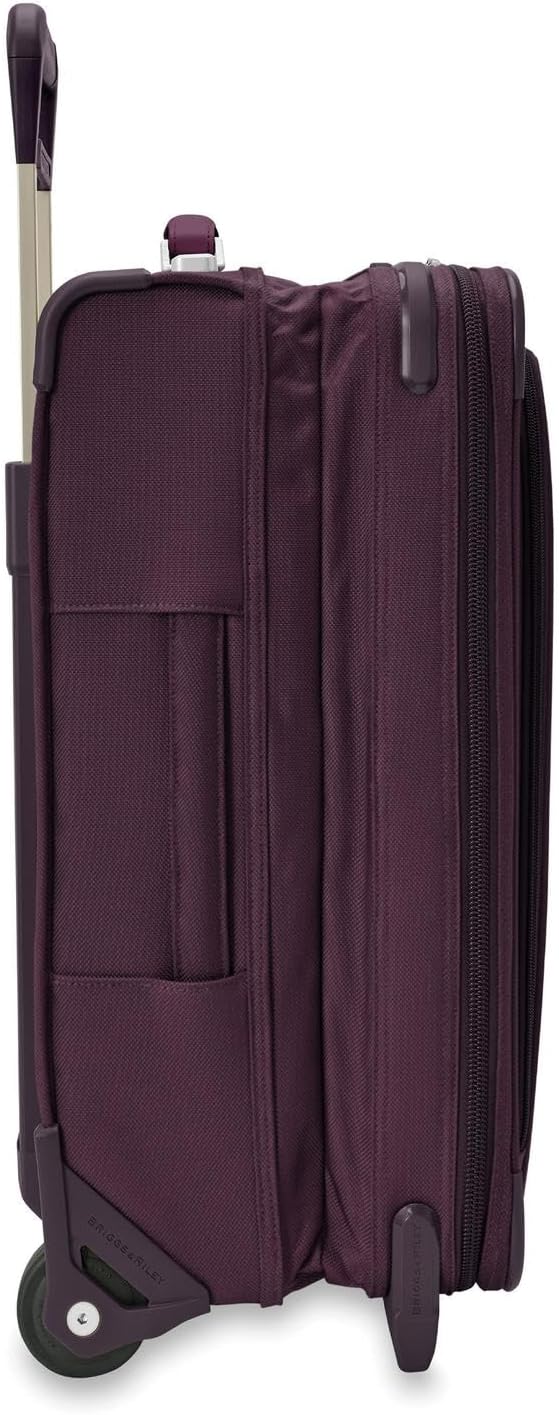 Briggs & Riley 2-Wheel Cabin Bag - Carry On Luggage for Travel, Suitcases with Wheels, Softside Rolling Bag for Men & Women, Interlocking Handle, Self-Repairing Zipper - Baseline Collection, Navy