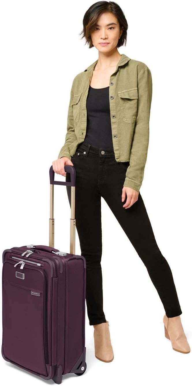 Briggs & Riley 2-Wheel Cabin Bag - Carry On Luggage for Travel, Suitcases with Wheels, Softside Rolling Bag for Men & Women, Interlocking Handle, Self-Repairing Zipper - Baseline Collection, Navy