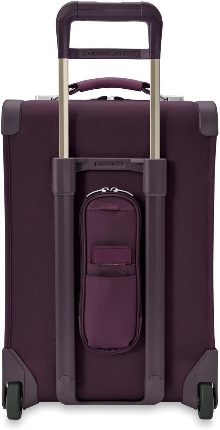 Briggs & Riley 2-Wheel Cabin Bag - Carry On Luggage for Travel, Suitcases with Wheels, Softside Rolling Bag for Men & Women, Interlocking Handle, Self-Repairing Zipper - Baseline Collection, Navy
