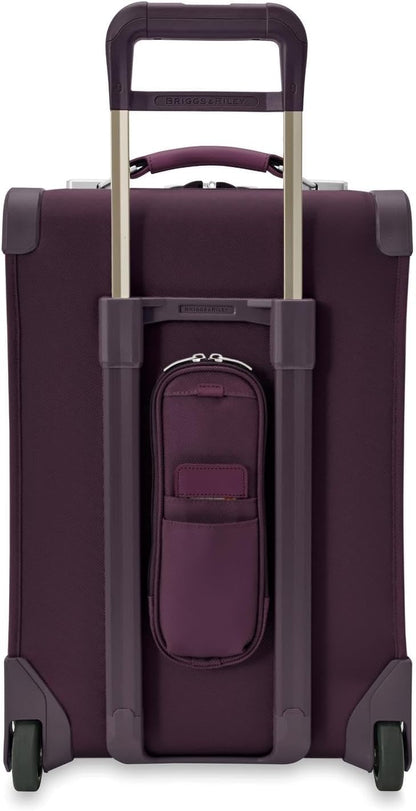 Briggs & Riley 2-Wheel Cabin Bag - Carry On Luggage for Travel, Suitcases with Wheels, Softside Rolling Bag for Men & Women, Interlocking Handle, Self-Repairing Zipper - Baseline Collection, Navy