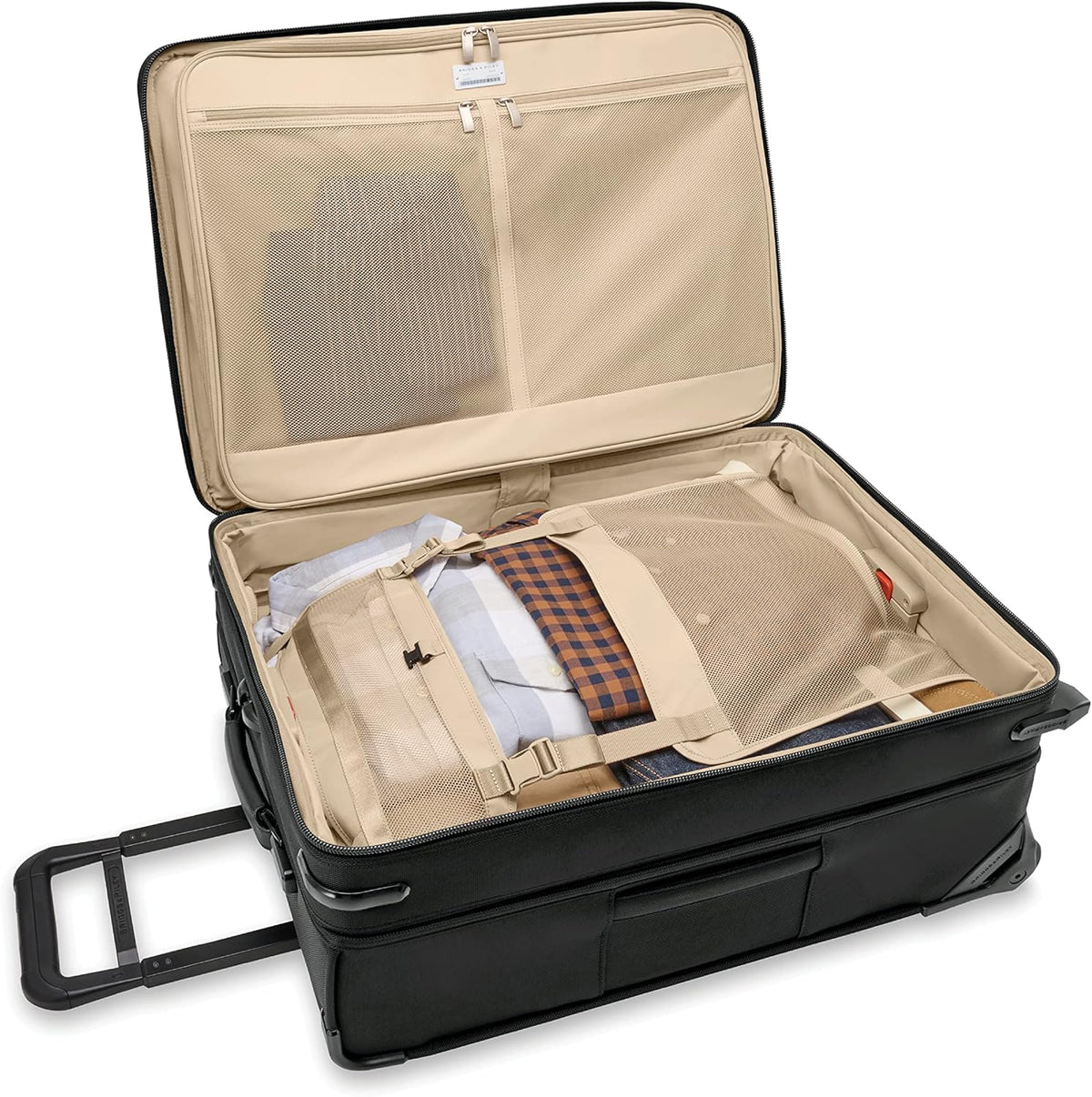 Briggs & Riley 2-Wheel Cabin Bag - Carry On Luggage for Travel, Suitcases with Wheels, Softside Rolling Bag for Men & Women, Interlocking Handle, Self-Repairing Zipper - Baseline Collection, Navy
