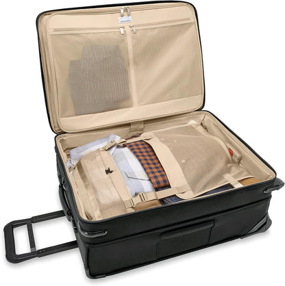 Briggs & Riley 2-Wheel Cabin Bag - Carry On Luggage for Travel, Suitcases with Wheels, Softside Rolling Bag for Men & Women, Interlocking Handle, Self-Repairing Zipper - Baseline Collection, Navy