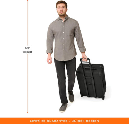 Briggs & Riley 2-Wheel Cabin Bag - Carry On Luggage for Travel, Suitcases with Wheels, Softside Rolling Bag for Men & Women, Interlocking Handle, Self-Repairing Zipper - Baseline Collection, Navy
