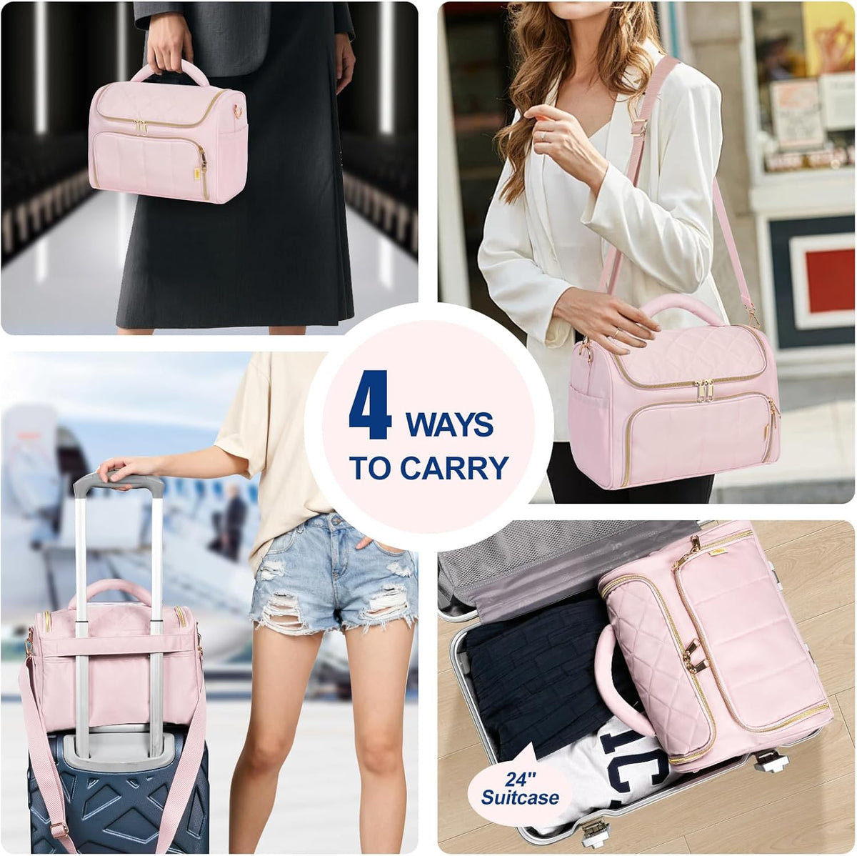 Travel Toiletry Bag Large Cosmetic Makeup Bag Organizer for Women,Wide-open Make Up Bag Waterproof Makeup Case Travel Bag with Handle and Dividers for Toiletries,Essentials,Accessories,Dark Pink