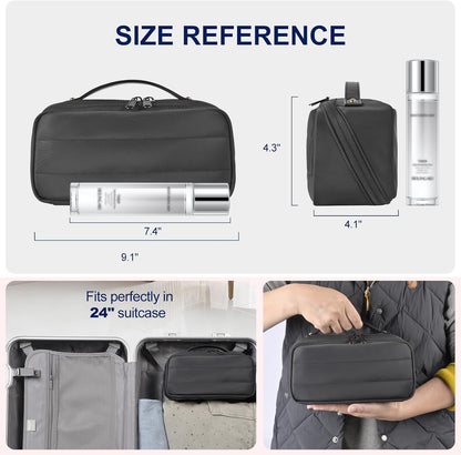 Travel Toiletry Bag Large Cosmetic Makeup Bag Organizer for Women,Wide-open Make Up Bag Waterproof Makeup Case Travel Bag with Handle and Dividers for Toiletries,Essentials,Accessories,Dark Pink