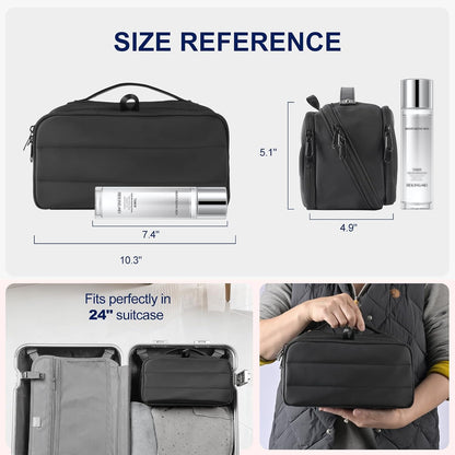 Travel Toiletry Bag Large Cosmetic Makeup Bag Organizer for Women,Wide-open Make Up Bag Waterproof Makeup Case Travel Bag with Handle and Dividers for Toiletries,Essentials,Accessories,Dark Pink