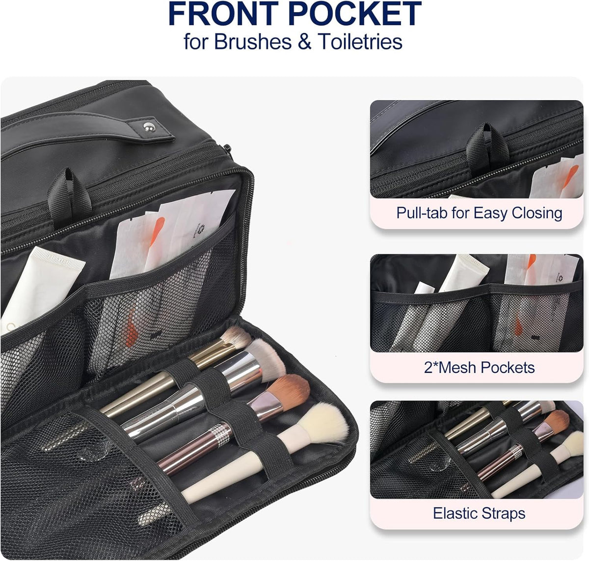 Travel Toiletry Bag Large Cosmetic Makeup Bag Organizer for Women,Wide-open Make Up Bag Waterproof Makeup Case Travel Bag with Handle and Dividers for Toiletries,Essentials,Accessories,Dark Pink