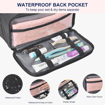 Travel Toiletry Bag Large Cosmetic Makeup Bag Organizer for Women,Wide-open Make Up Bag Waterproof Makeup Case Travel Bag with Handle and Dividers for Toiletries,Essentials,Accessories,Dark Pink