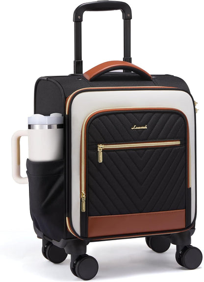 Underseat Carry On Luggage Airline Approved, 14 Inch Softside Suitcases with Wheels, Lightweight Spinner Carry on Suitcase with TSA Lock Weekender