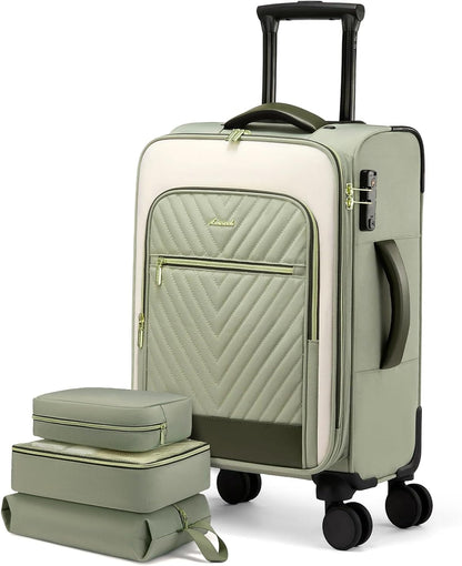 Underseat Carry On Luggage Airline Approved, 14 Inch Softside Suitcases with Wheels, Lightweight Spinner Carry on Suitcase with TSA Lock Weekender