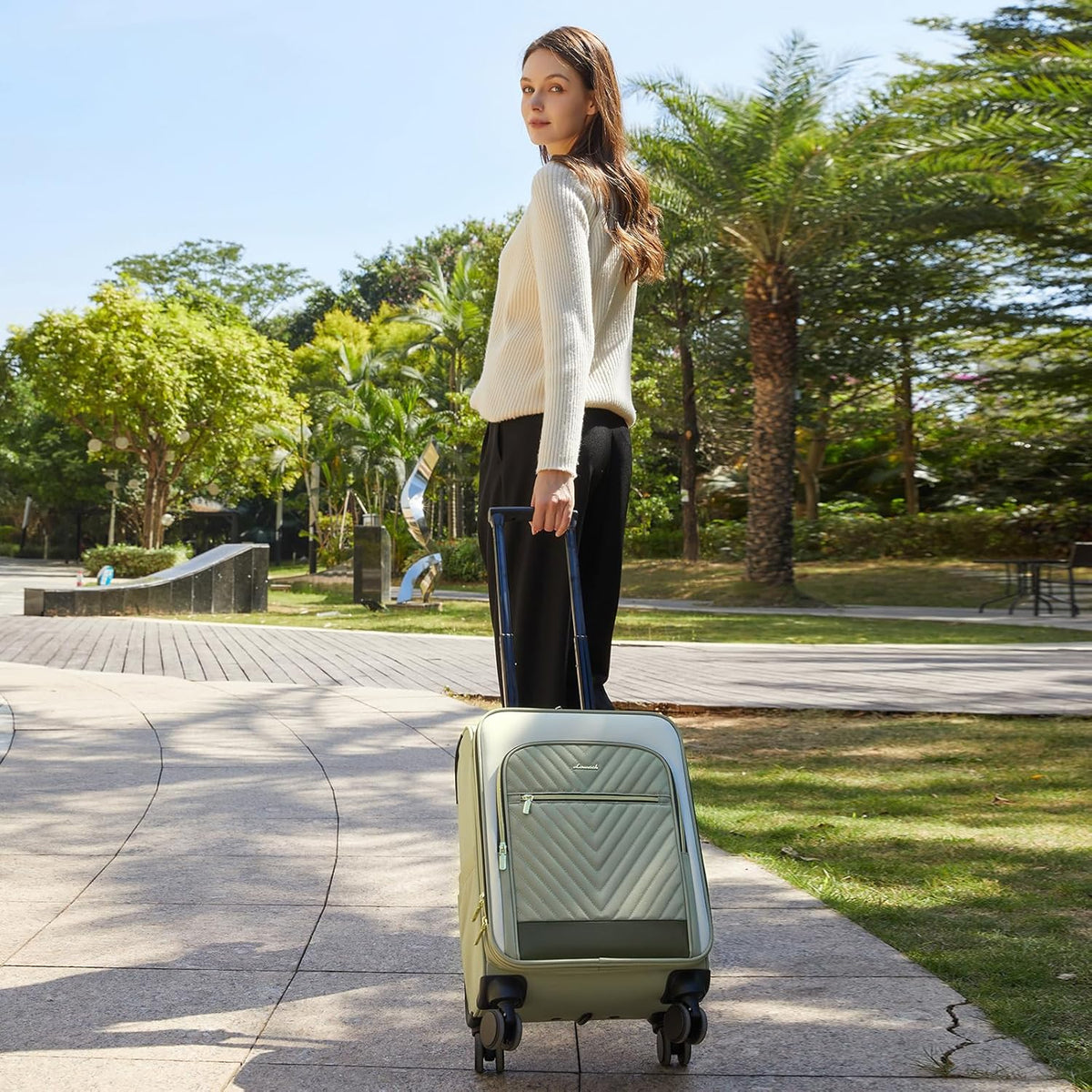 Underseat Carry On Luggage Airline Approved, 14 Inch Softside Suitcases with Wheels, Lightweight Spinner Carry on Suitcase with TSA Lock Weekender